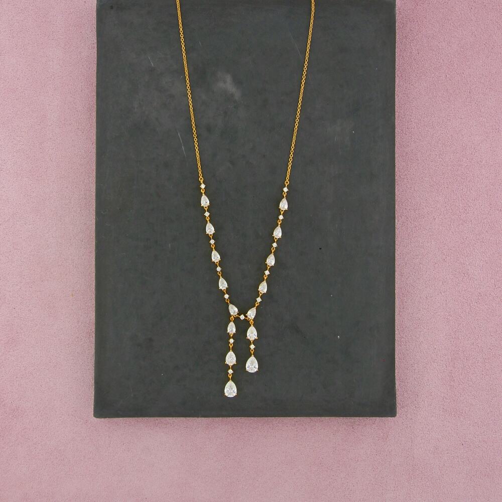sterling silver gold plate pear-cut cz drop necklace size 17-19in
